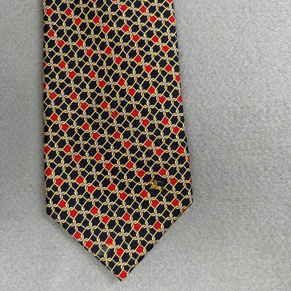 Vintage Burberrys 100% Silk Tie Bundle 2 Designer Neckties England Geometric - Picture 5 of 13
